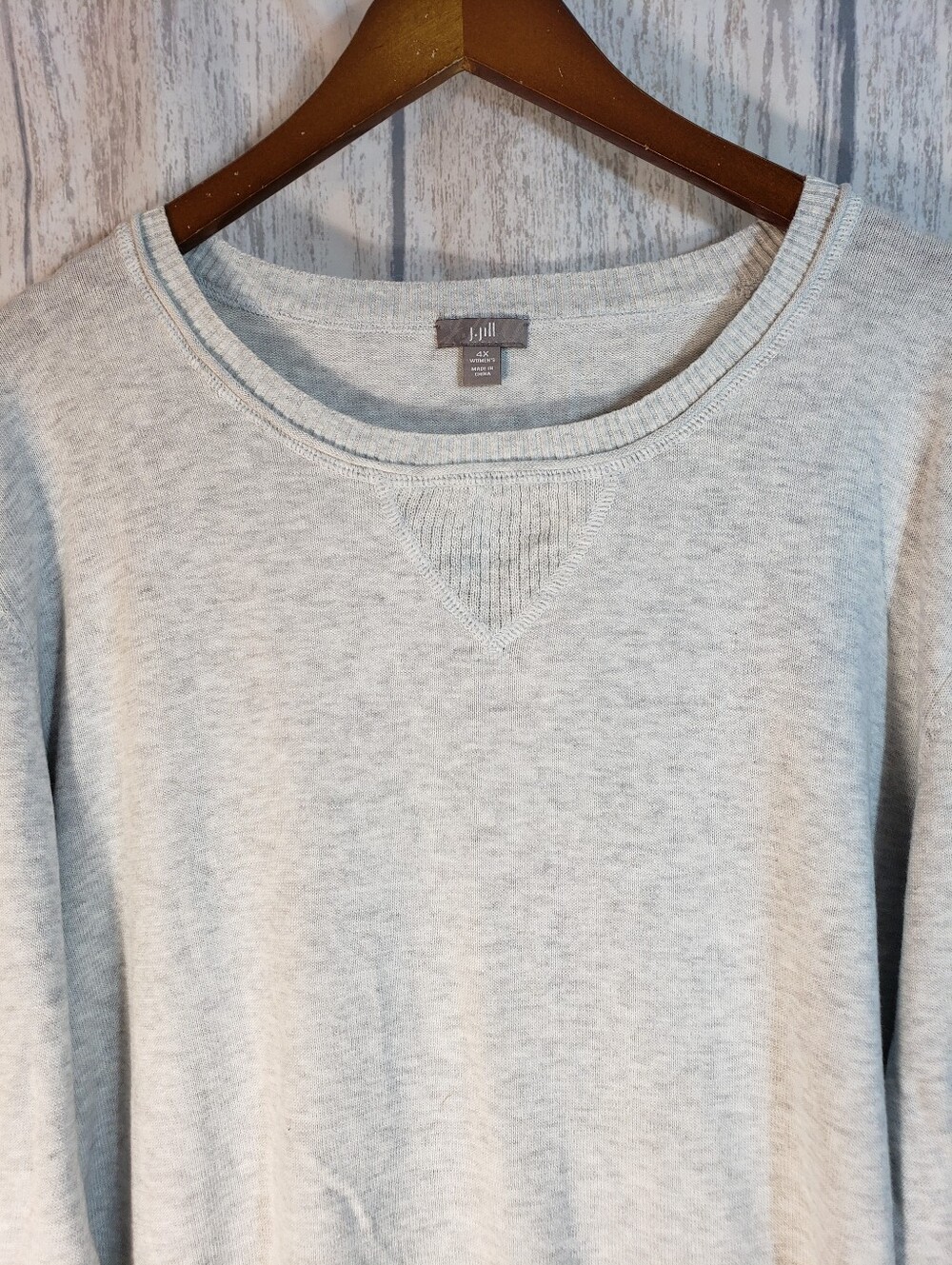 J. Jill Light Gray Long Sleeve Sweater Dress Soft Cotton Midi Size 4X